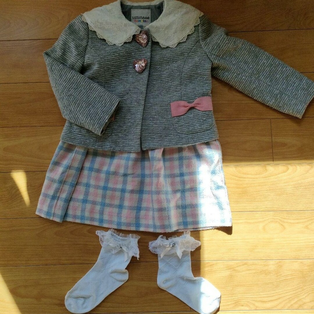 LIZ LISA(リズリサ)のLIZ LISA フォーマル ジャケット ＆ ポンポネット ワンピ & 靴下 キッズ/ベビー/マタニティのキッズ服女の子用(90cm~)(ドレス/フォーマル)の商品写真
