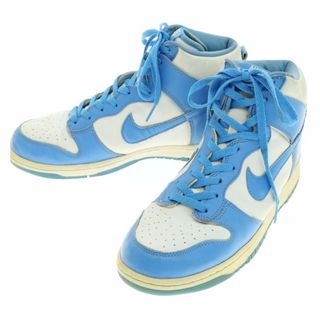 ナイキ(NIKE)の【中古】ナイキ NIKE DUNK HIGH  2004年製 ダンクハイ オールレザー スニーカー ホワイトxライトブルー【サイズ28cm】【メンズ】(スニーカー)