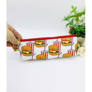【再販】ペンケース☆ハンバーガー＆ドリンクセット　ドット柄(ポーチ)