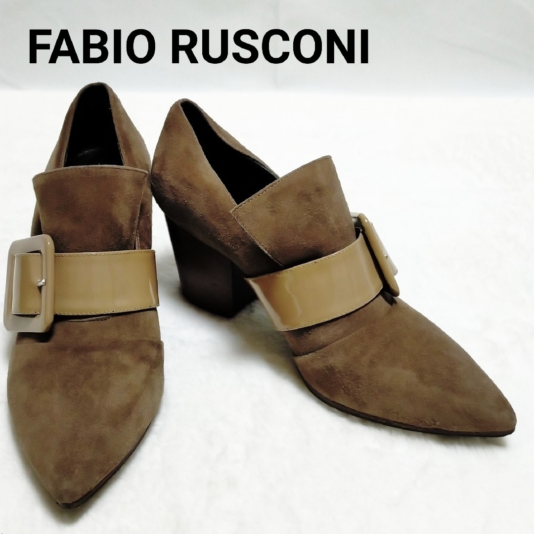 FABIO RUSCONI(ファビオルスコーニ)のFABIO RUSCONI スエード パンプス ヒール7cm 太ヒール 37 レディースの靴/シューズ(ハイヒール/パンプス)の商品写真