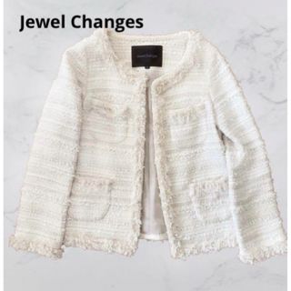 ジュエルチェンジズ(Jewel Changes)の定価４万アローズ　ジュエルチェンジズ　ホワイト　ツイードジャケット　ラメ(ノーカラージャケット)