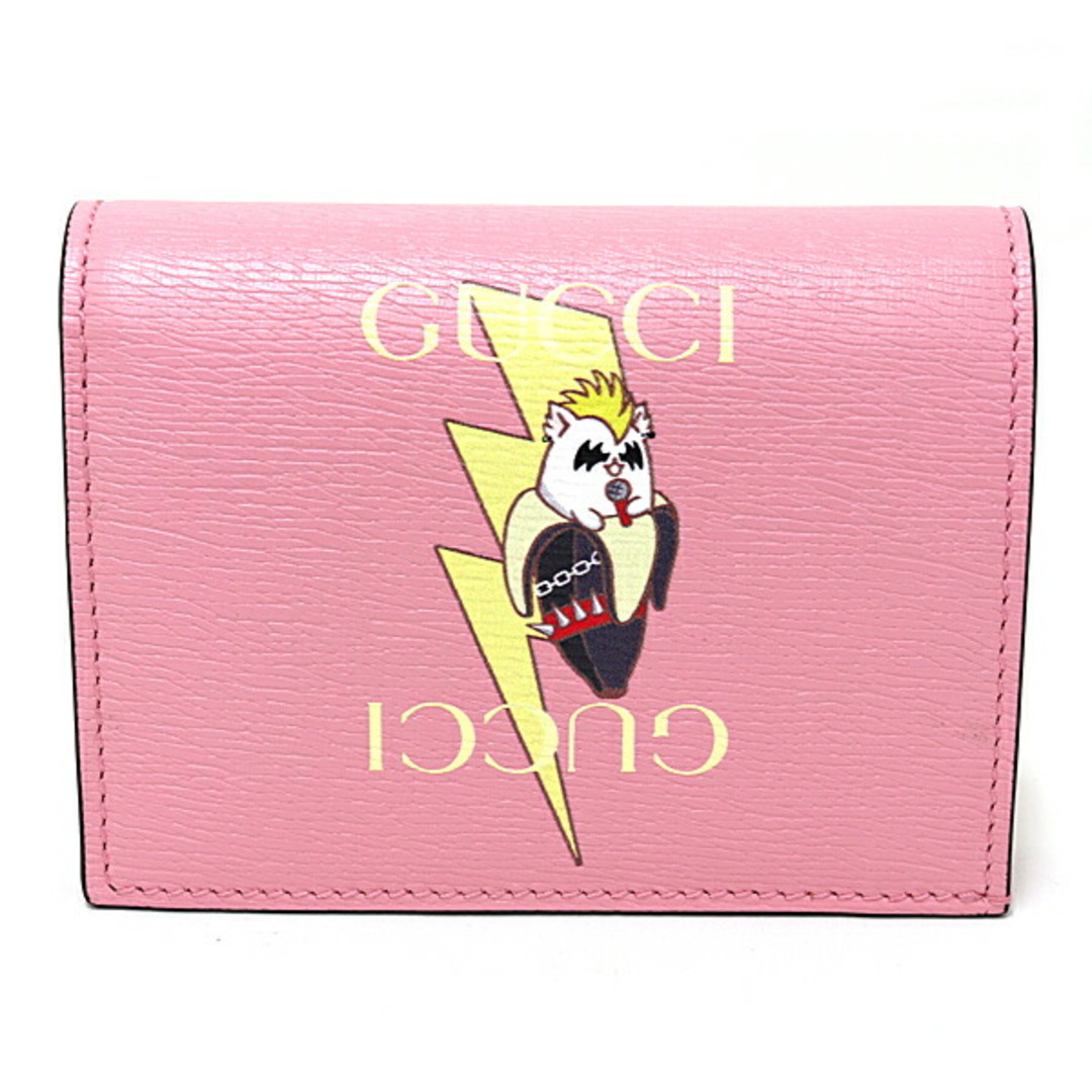 Gucci(グッチ)のグッチ GUCCI ばなにゃ カードケース ウォレット メタルばなにゃ レザー 二つ折り財布 701009 ピンク ゴールド金具 未使用品 レディースのファッション小物(財布)の商品写真