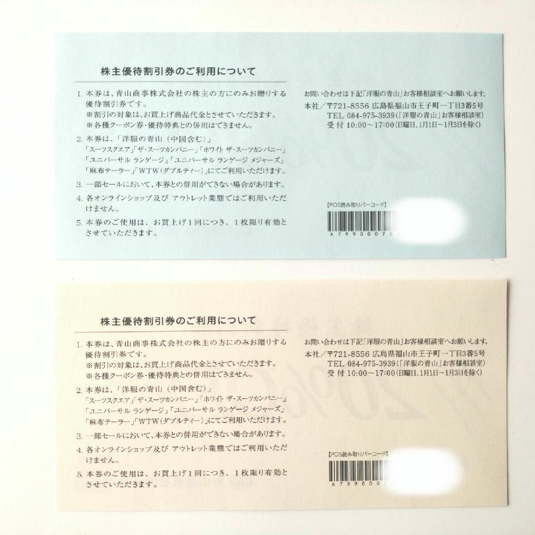 青山(アオヤマ)の青山商事 株主優待割引券 チケットの優待券/割引券(ショッピング)の商品写真
