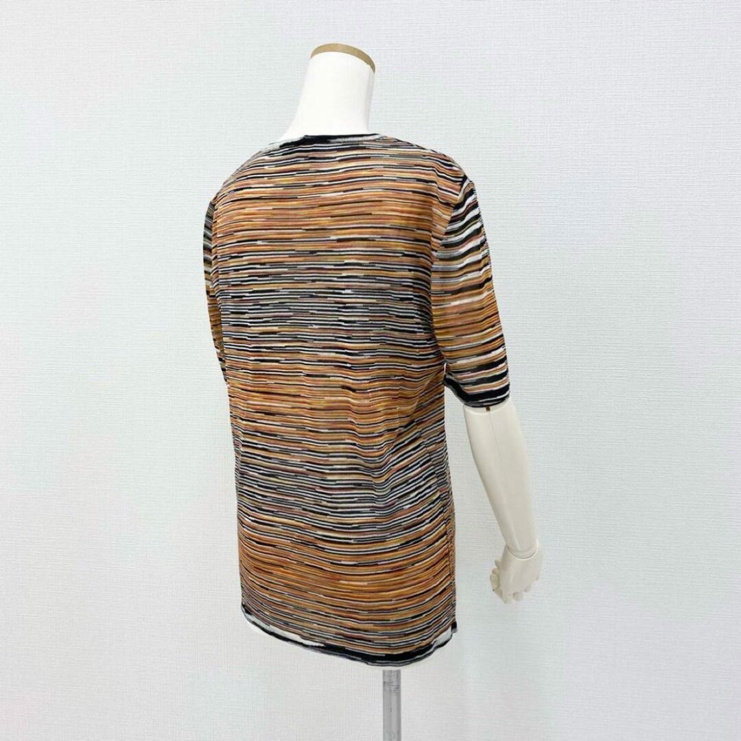 MISSONI(ミッソーニ)のUf15④ 《美品》 イタリア製 MISSONI ミッソーニ 半袖ニット サマーニット ボーダー柄 46 レーヨン100％ レディース レディースのトップス(カットソー(半袖/袖なし))の商品写真