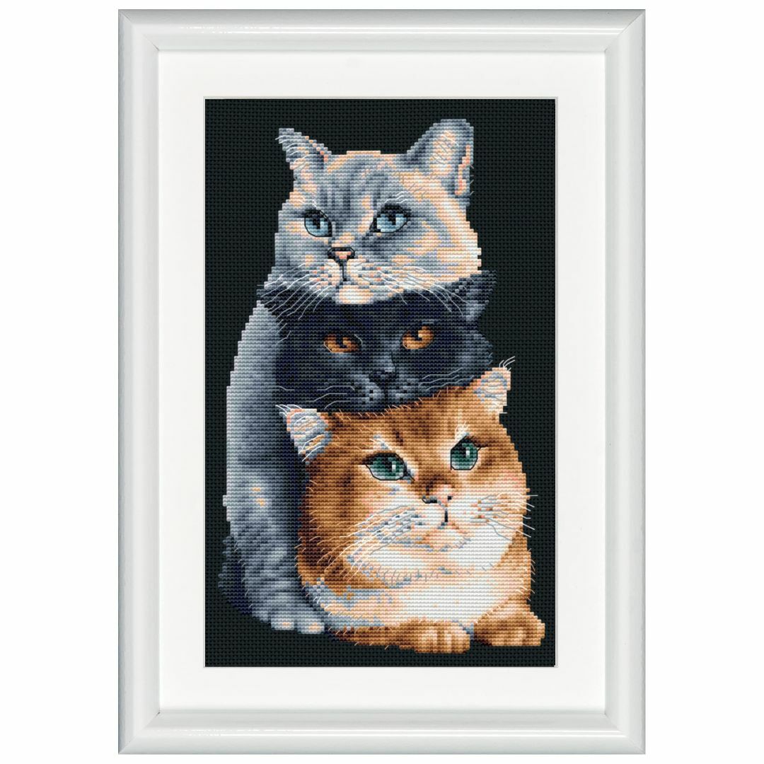 ダッチステッチブラザース クロス・ステッチｷｯﾄ Three Cats 黒のｱｲ ハンドメイドの素材/材料(その他)の商品写真