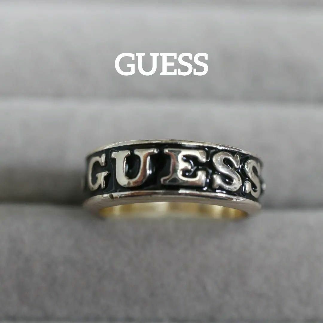 GUESS(ゲス)の【匿名配送】GUESS ゲス 指輪 リング シルバー 13.5号 ロゴ 黒 2 レディースのアクセサリー(リング(指輪))の商品写真