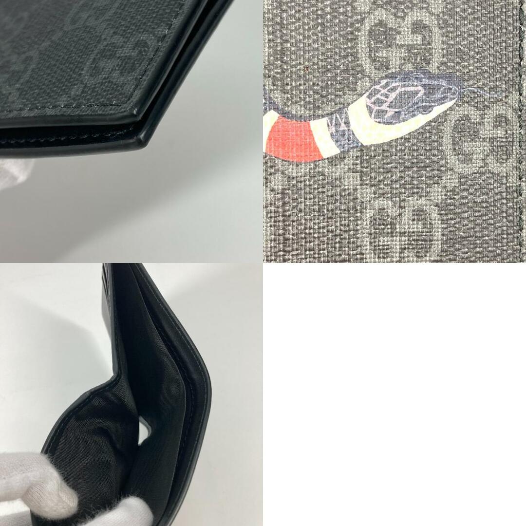 Gucci(グッチ)のグッチ GUCCI スネーク 蛇 ヘビ 451268 GGスプリーム 2つ折り 札入れ 2つ折り財布 GGスプリームキャンバス ブラック 美品 メンズのファッション小物(折り財布)の商品写真