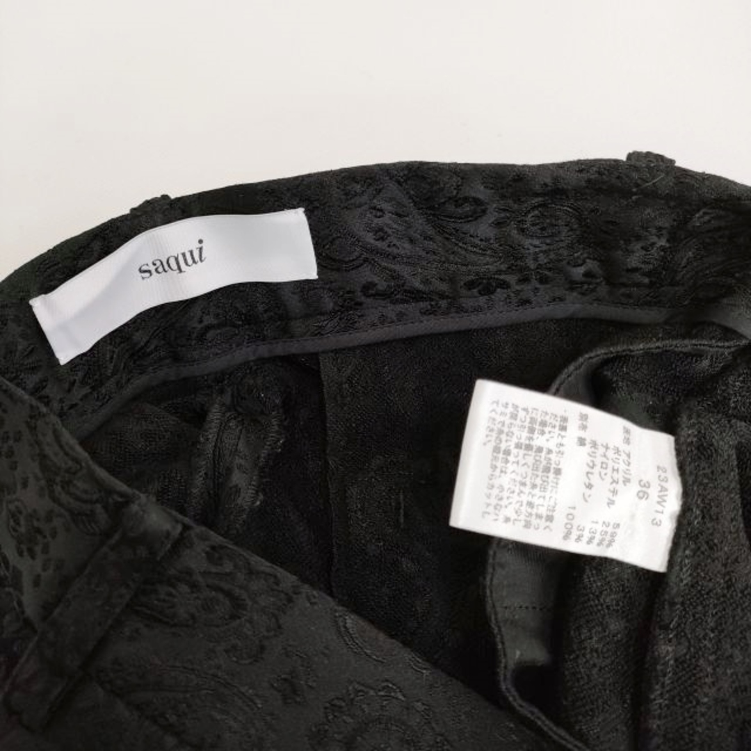 saqui 23AW13 ペイズリー サイズ36 テーパード スラックス パンツ ブラック レディース サキ【中古】4-0211T♪ レディースのパンツ(カジュアルパンツ)の商品写真