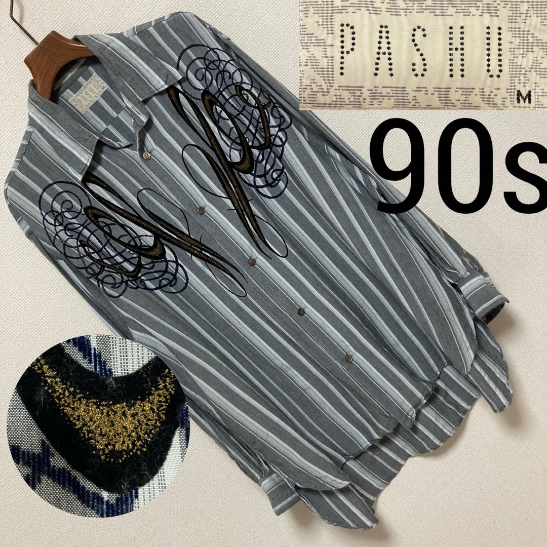 90s■PASHU パシュSHIN HOSOKAWA■フロッキー レーヨンシャツ メンズのトップス(シャツ)の商品写真