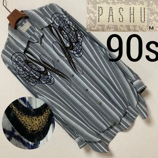 90s■PASHU パシュSHIN HOSOKAWA■フロッキー レーヨンシャツ(シャツ)