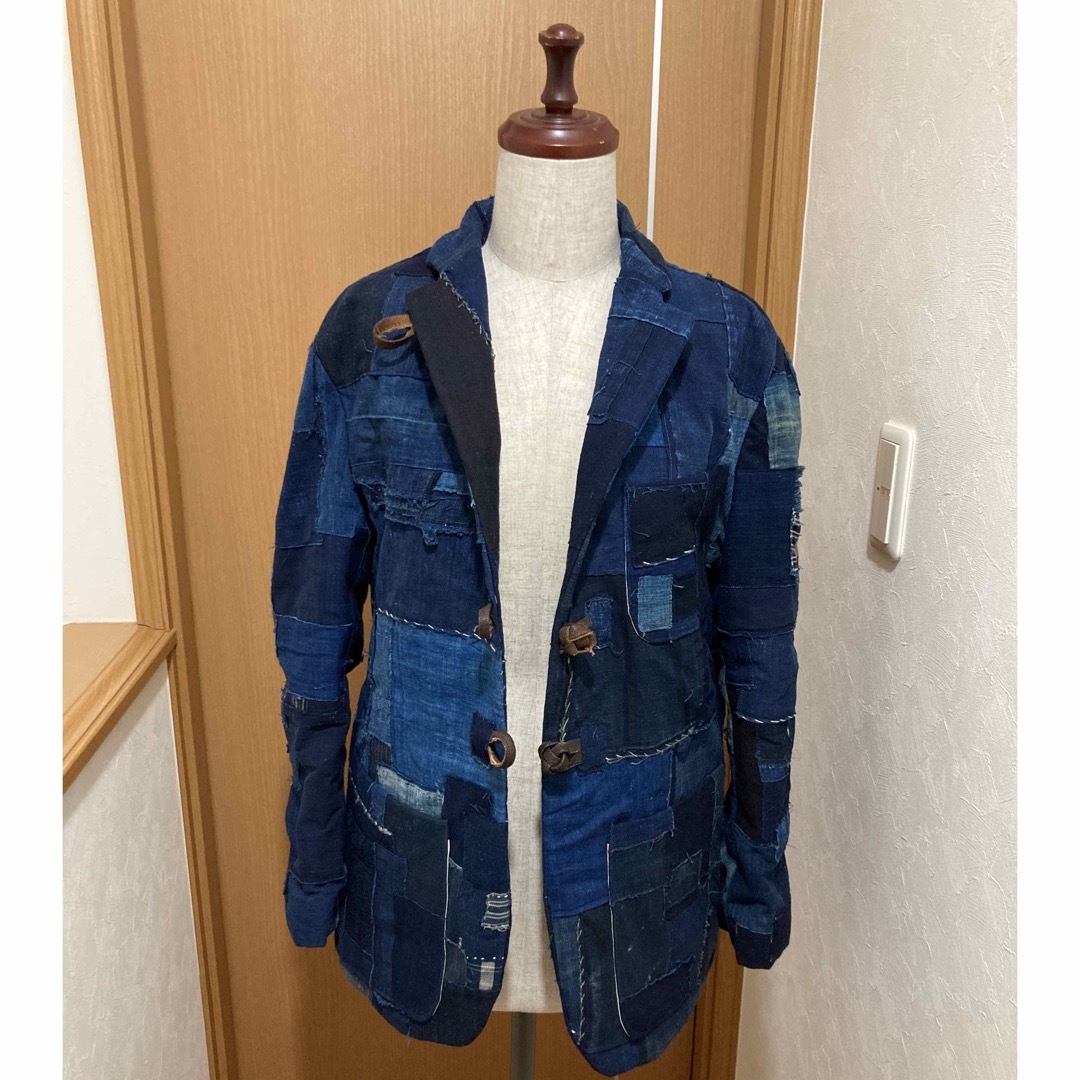 藍染 古布 酒袋 リメイク ジャケット ハンドメイドのハンドメイド その他(その他)の商品写真