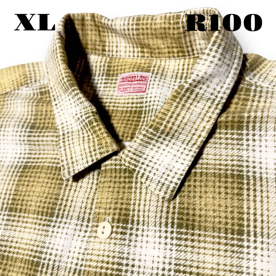 希少品！ TENDERLOIN オンブレ チェック 長袖 シャツ XL イエロー