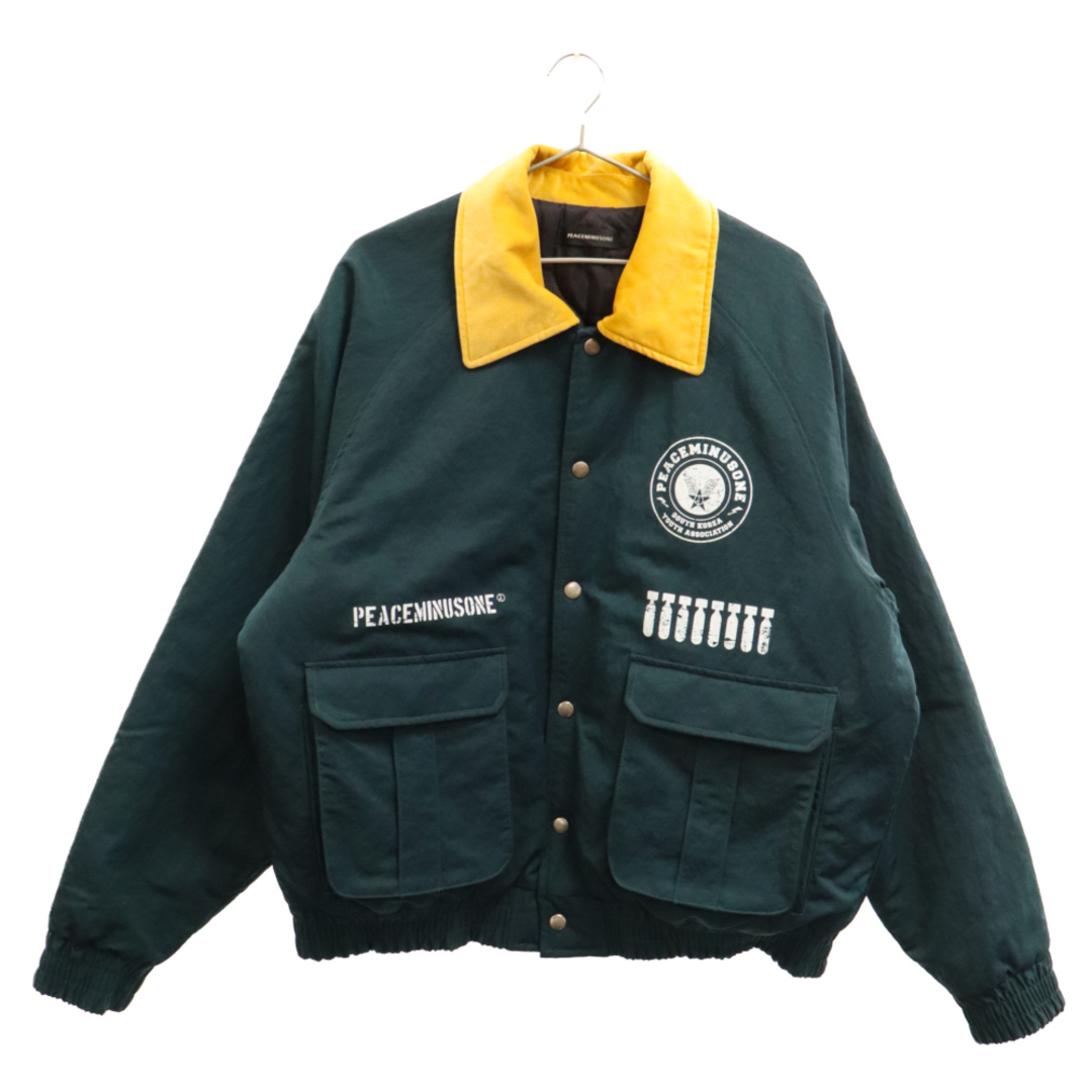 PEACEMINUSONE(ピースマイナスワン)のpeaceminusone ピースマイナスワン BOMBER JACKET #1 バックロゴ ボンバージャケット グリーン メンズのジャケット/アウター(フライトジャケット)の商品写真