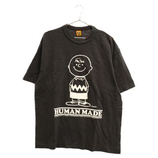 ヒューマンメイド(HUMAN MADE)のHUMAN MADE ヒューマンメイド 23SS PEANUTS T-SHIRT チャーリーブラウン ピーナッツ キャラクタープリントTシャツ 半袖Tシャツ ブラック HM25TE024(Tシャツ/カットソー(半袖/袖なし))