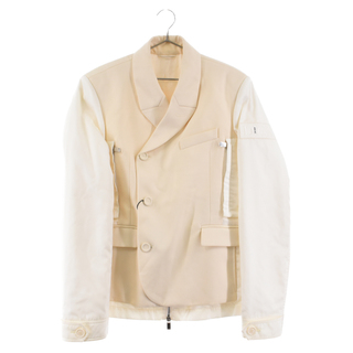 ディオール(Dior)のDIOR ディオール 21AW×sacai ドッキングダブルブレストジャケット ウールツイル Double Brest Jacket Wool Twill サカイ ホワイト 213C430A5180(フライトジャケット)