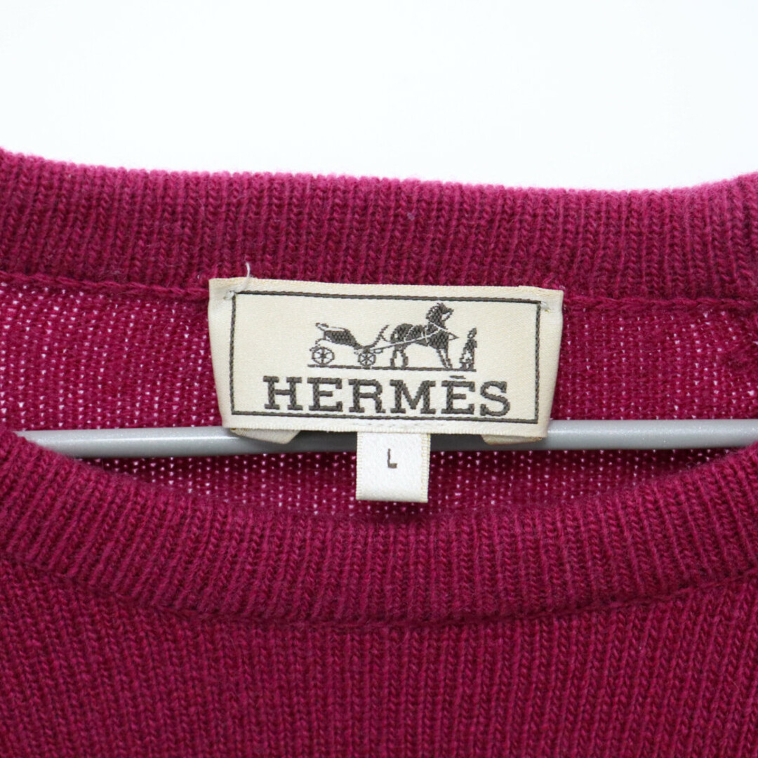 Hermes(エルメス)のHERMES エルメス カシミヤ混 ストライプ 袖ボーダー クルーネック ウールニットセーター パープル/グレー メンズのトップス(ニット/セーター)の商品写真