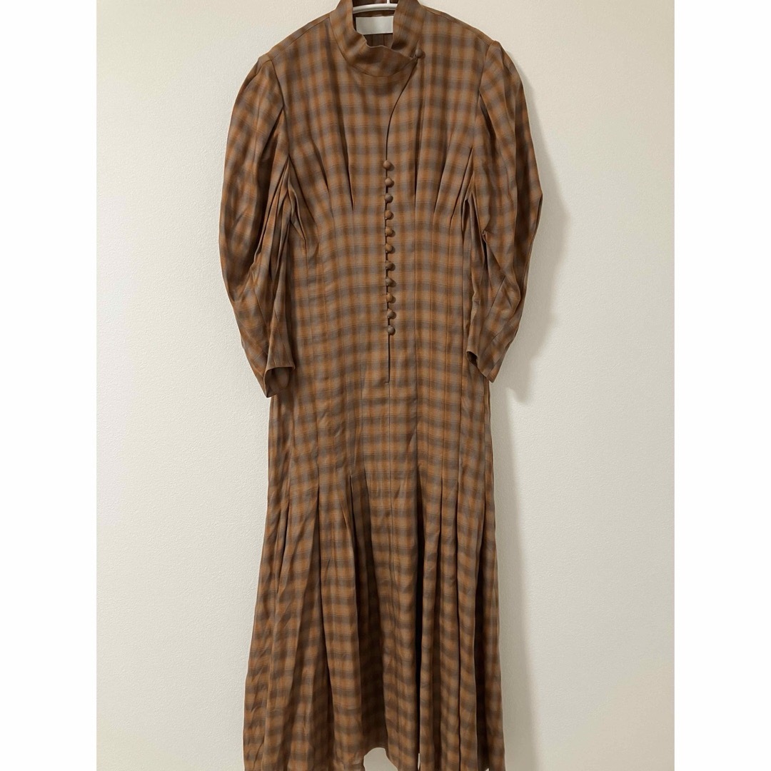 Linen Mix Ombre Check Flared Dress(1 BROWN): Mame Kurogouchi