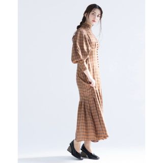 マメ(mame)のLinen Mix Ombre Check Flared Dress(ロングワンピース/マキシワンピース)