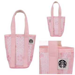 スターバックスコーヒー(Starbucks Coffee)のスタバ　桜シリーズ　桜柄メッシュ　タンブラーバッグ　海外限定　ラスト１点(トートバッグ)