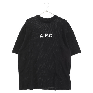 A.P.C - A.P.C アーペーセー フロントロゴプリント メッシュ 半袖Tシャツ カットソー ブラック 4114313