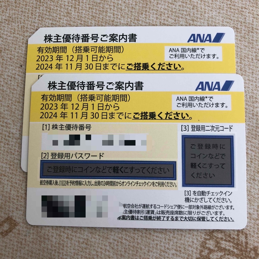 ANA(全日本空輸)(エーエヌエー(ゼンニッポンクウユ))のANA株主優待券2枚　匿名発送 チケットの優待券/割引券(その他)の商品写真