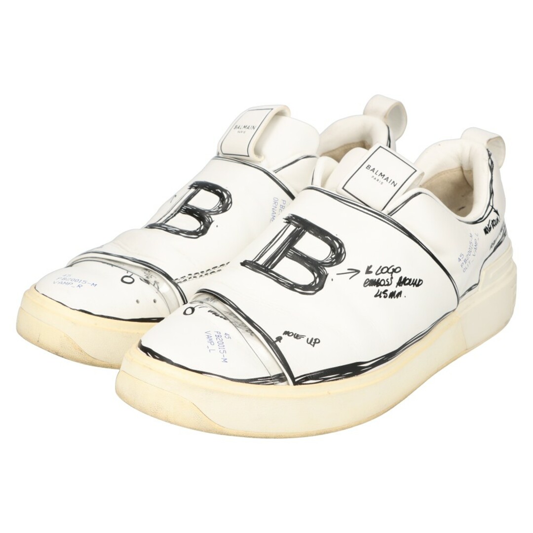 BALMAIN(バルマン)のBALMAIN バルマン B-Court Sketch Effect Sneaker Bコート スケッチスニーカー ローカットスニーカー PB20015-Mホワイト メンズの靴/シューズ(スニーカー)の商品写真