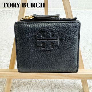 トリーバーチ(Tory Burch)のトリーバーチ　折り財布　マックグロー　レザー　シボ革　黒(財布)