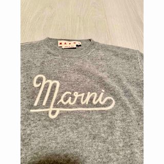 マルニ(Marni)のMARNI シェットランドウールロングスリーブニット 42 グレー マルニ ロゴ(ニット/セーター)