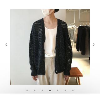 YOKE / MESHED KNIT CARDIGAN(OCEAN NAVY)