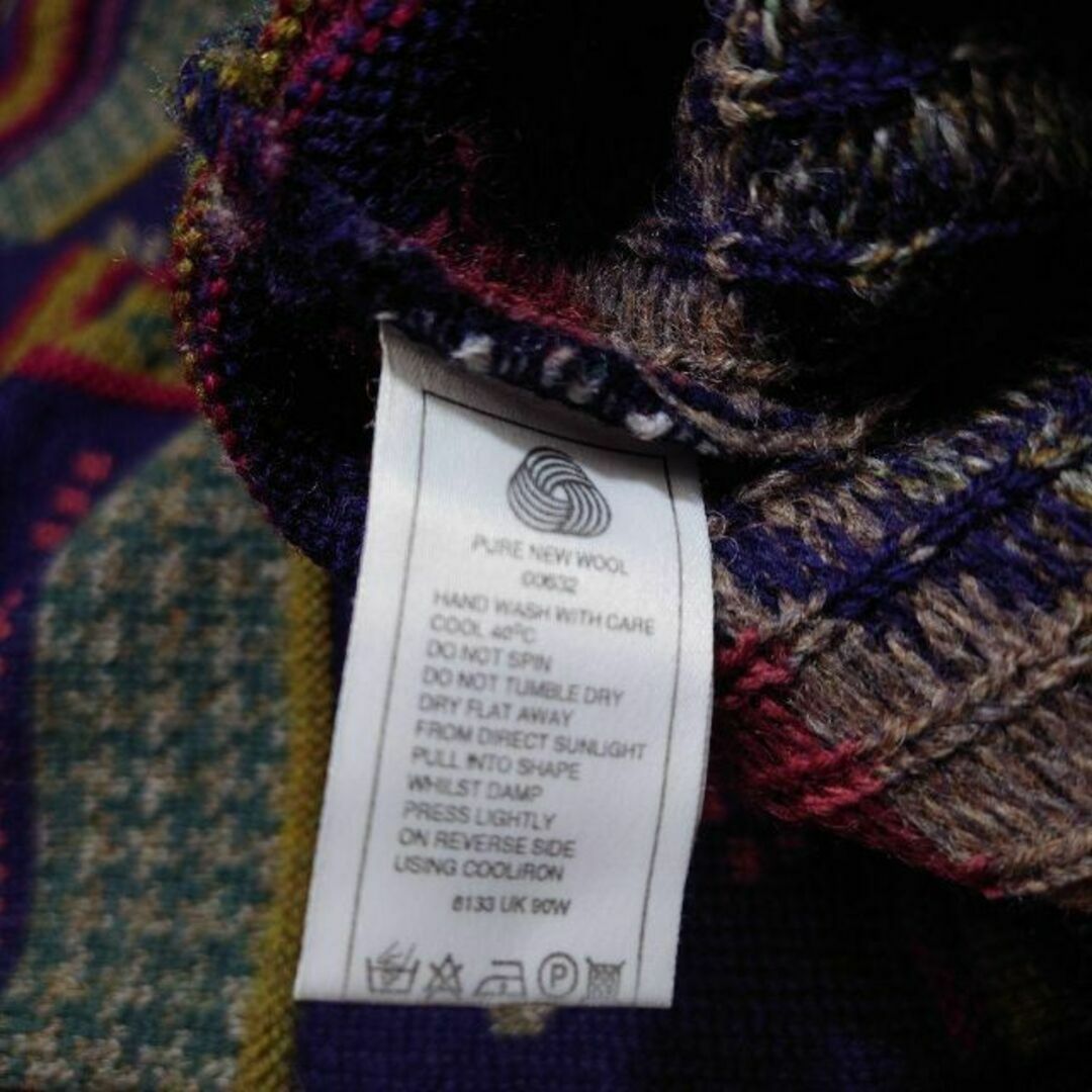 良デザイン PURE NEW WOOL 総柄ニットセーター 古着 植物 葉っぱ 良デザイン PURE NEW WOOL 総柄ニットセーター 古着 植物 葉っぱ