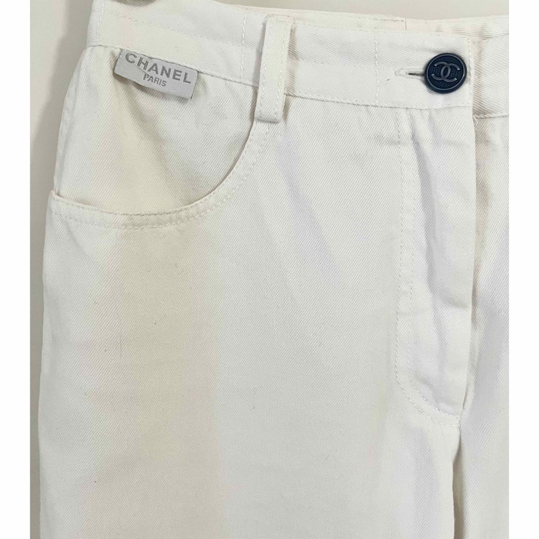CHANELシャネル コットンワイドパンツ ホワイト CHANELシャネル コットンワイドパンツ ホワイト