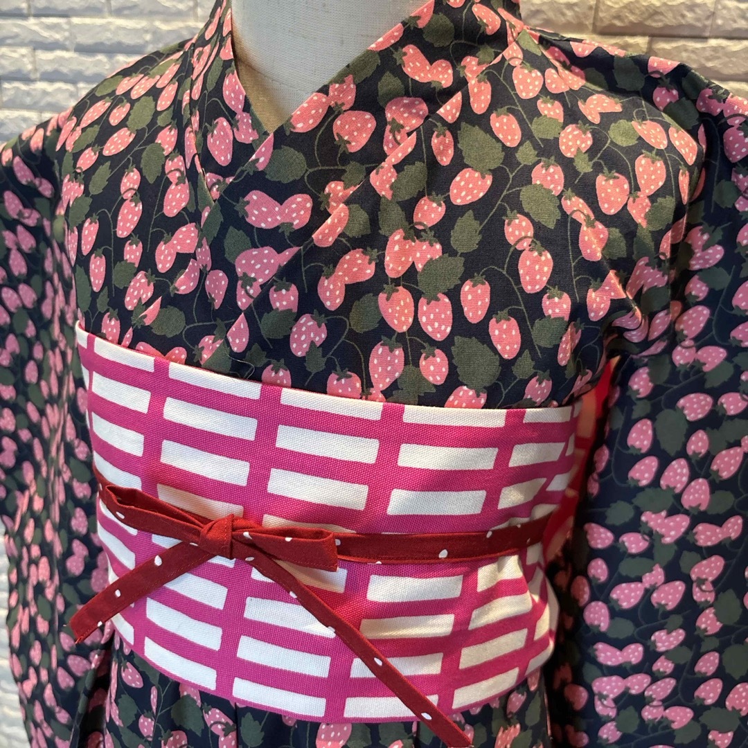 ハンドメイド　ふれあ浴衣　120  #5 キッズ/ベビー/マタニティのキッズ服女の子用(90cm~)(甚平/浴衣)の商品写真