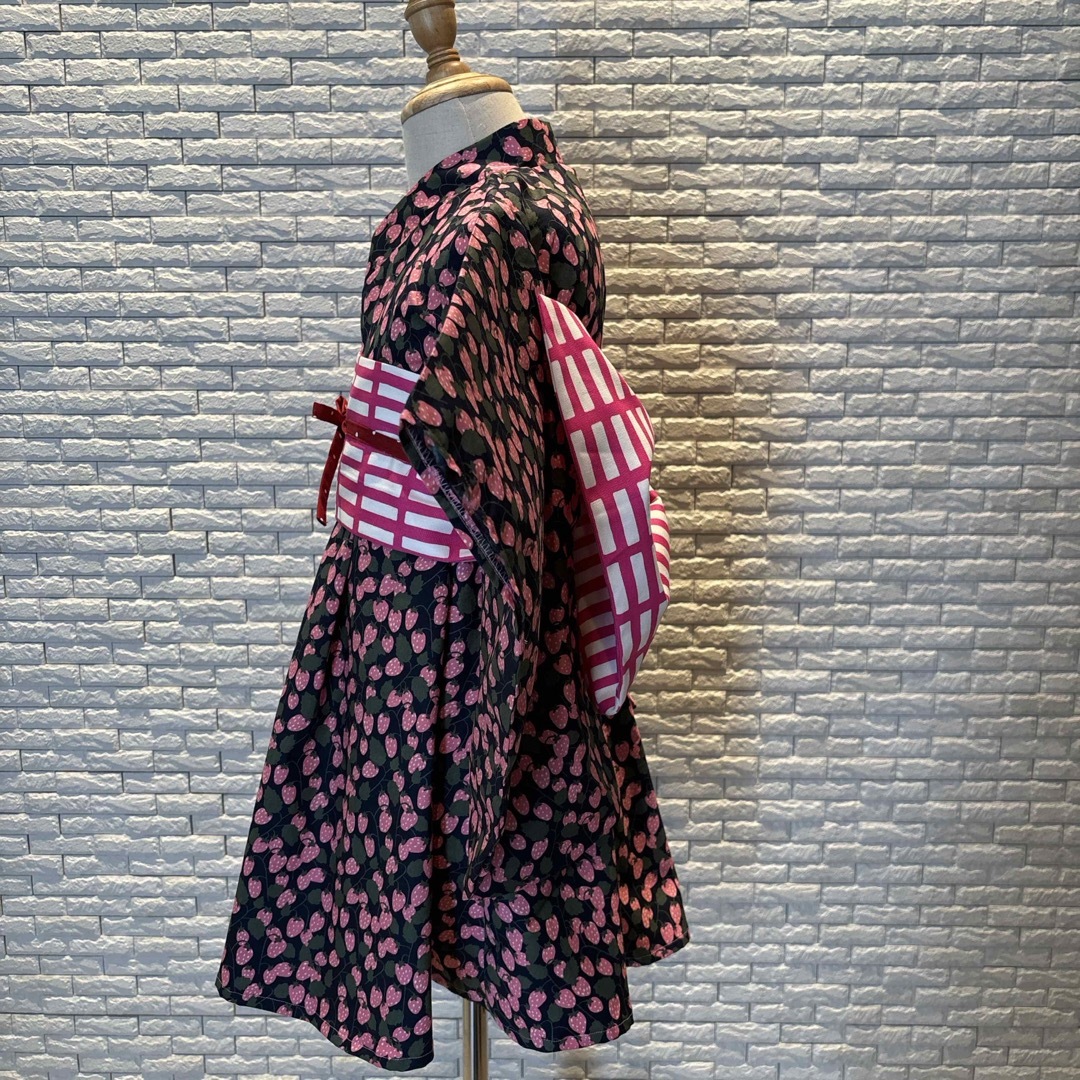 ハンドメイド　ふれあ浴衣　120  #5 キッズ/ベビー/マタニティのキッズ服女の子用(90cm~)(甚平/浴衣)の商品写真