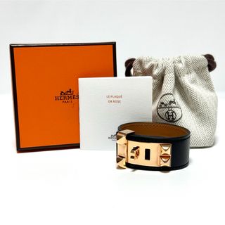 エルメス(Hermes)のエルメス コリエドシアン 24 B刻印 サイズ T1 レザー ブレスレット 黒(ブレスレット/バングル)