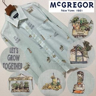 マックレガー(McGREGOR)の美品■McGREGORマックレガー■総柄 ロゴ リネン コットン シャツ M(シャツ)