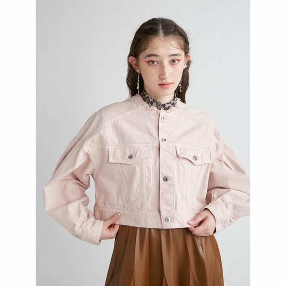 【色: ピンク】[ファーファー] ノーカラーデニムジャケット RWFJ23402 レディースのファッション小物(その他)の商品写真