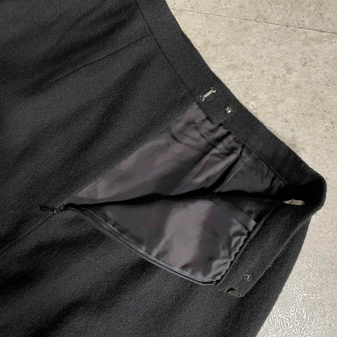 VINTAGE(ヴィンテージ)の日本製 Chamois ウール モヘヤ ロングスカート 切り返し ブラック 黒 レディースのスカート(ロングスカート)の商品写真