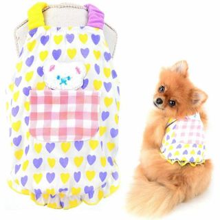 ペット 服 犬 猫 小型犬 ハート柄 可愛い くま 涼しい ピンク 紫 黄色(ペット服/アクセサリー)