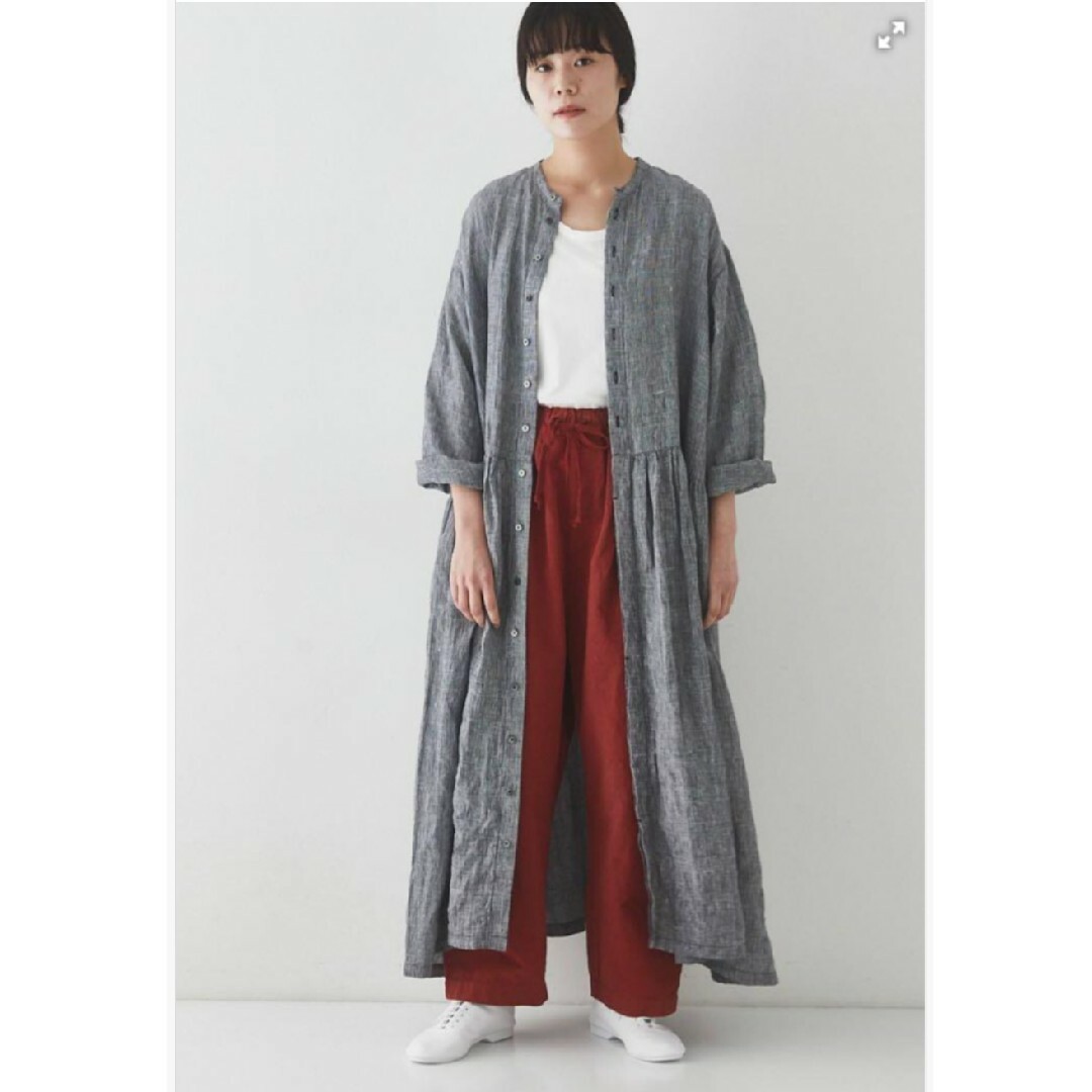 nest Robe(ネストローブ)のネストローブ　リネンオールドクラシカルグレンチェックシャツワンピース レディースのワンピース(ロングワンピース/マキシワンピース)の商品写真