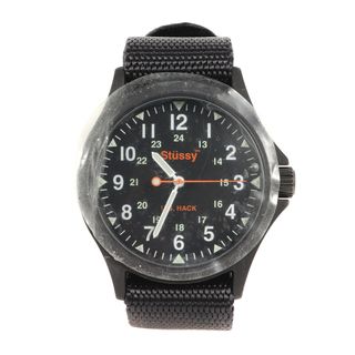 新品 STUSSY ステューシー 00s ハックウォッチ ミリタリー 腕時計 2003年モデル HACK watch ブラック 黒 日本製 ストリート ブランド【メンズ】