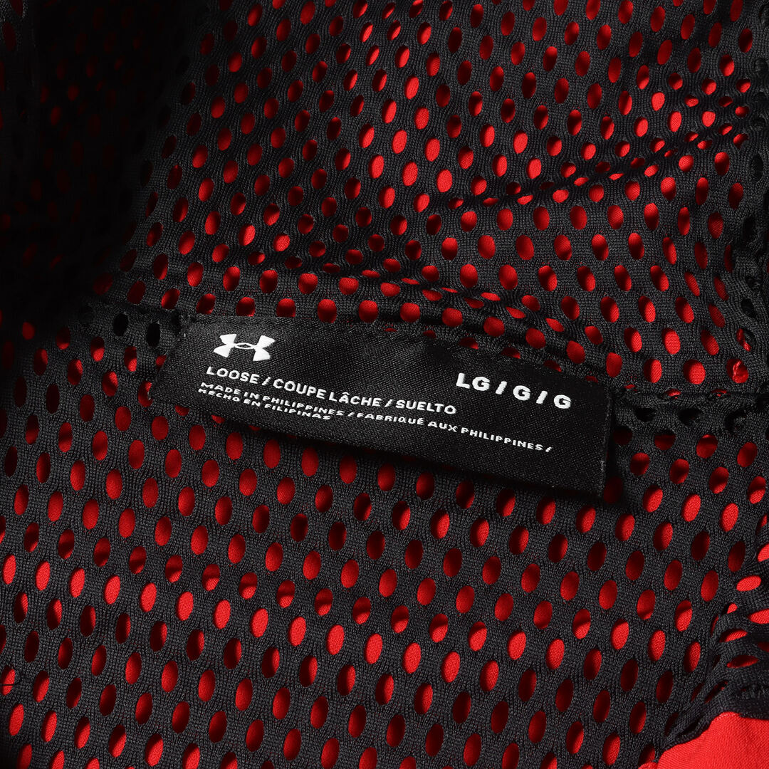 UNDER ARMOUR(アンダーアーマー)のUNDER ARMOUR アンダー アーマー ジャケット サイズ:L 21AW ラインデザイン メッシュ ウーブンジャケット ナイロン パーカー トレーニング ネイビー ホワイト レッド アウター ブルゾン 上着【メンズ】【中古】 メンズのジャケット/アウター(ナイロンジャケット)の商品写真