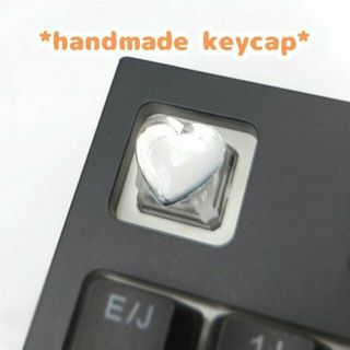 自作キーキャップ　ぷっくりハート　クリア　シルバー　キートップ　keycap(PC周辺機器)