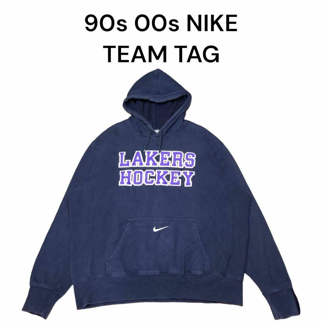 NIKE - 90s NIKEレイカーズビッグロゴ刺繍センタースウォッシュ NIKE - 90s NIKEレイカーズビッグロゴ刺繍センタースウォッシュ