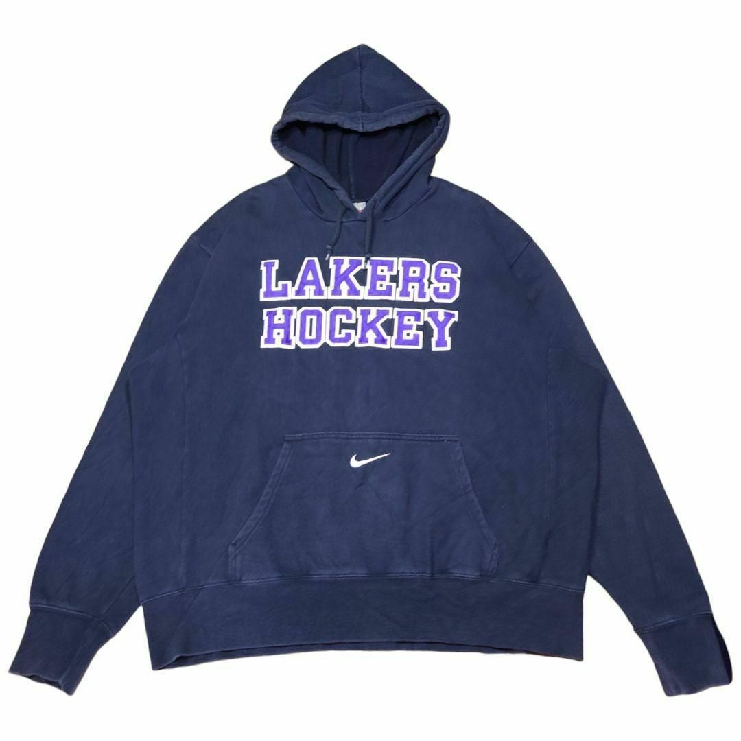 NIKE - 90s NIKEレイカーズビッグロゴ刺繍センタースウォッシュ NIKE - 90s NIKEレイカーズビッグロゴ刺繍センタースウォッシュ