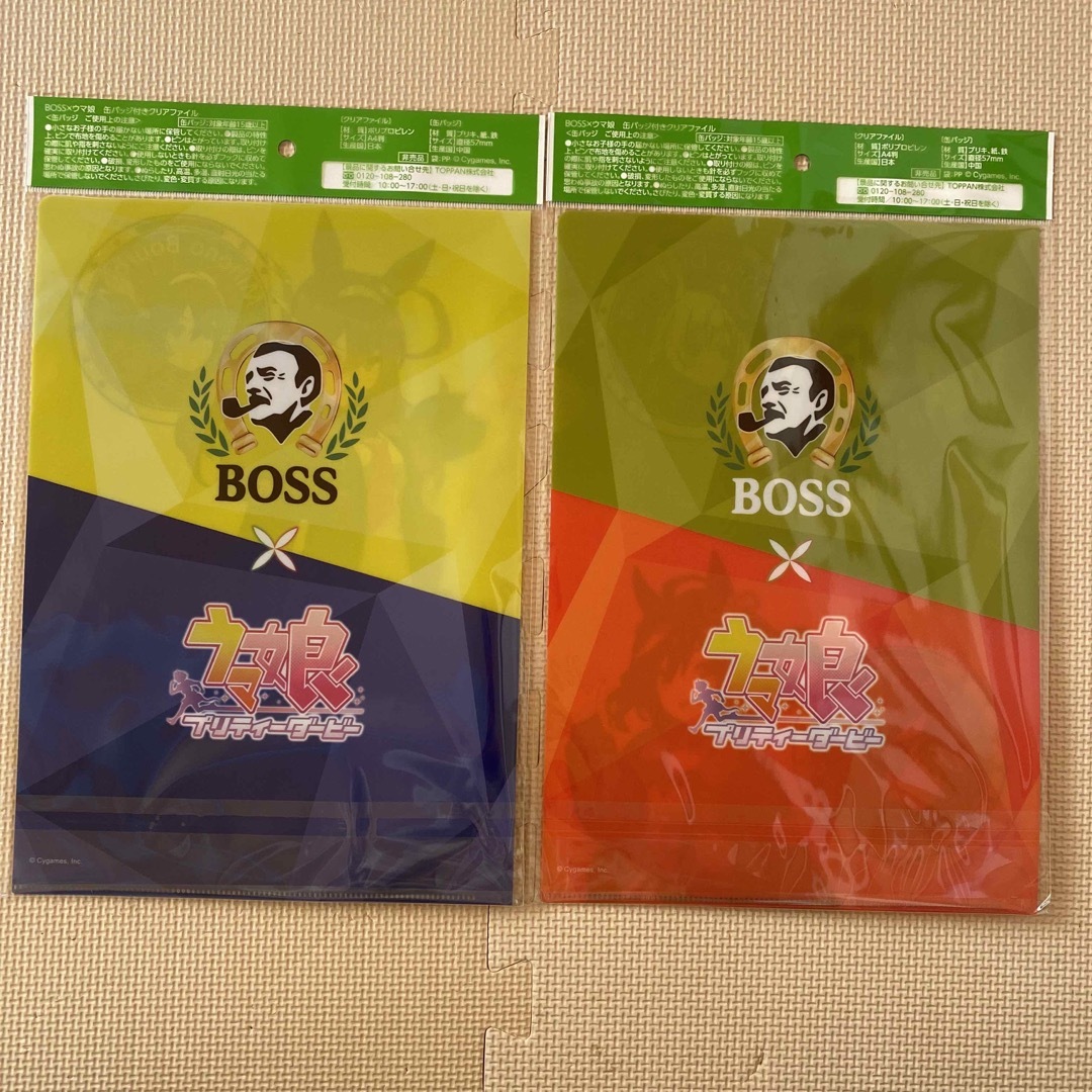 BOSS(ボス)のウマ娘　缶バッジ付きクリアファイル　BOSS エンタメ/ホビーのアニメグッズ(クリアファイル)の商品写真