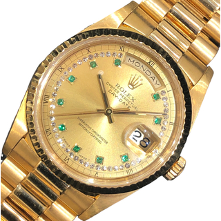 ロレックス(ROLEX)の　ロレックス ROLEX デイデイト 18238LE S番 シャンパン K18イエローゴールド、ダイヤモンド、エメラルド 自動巻き メンズ 腕時計(その他)