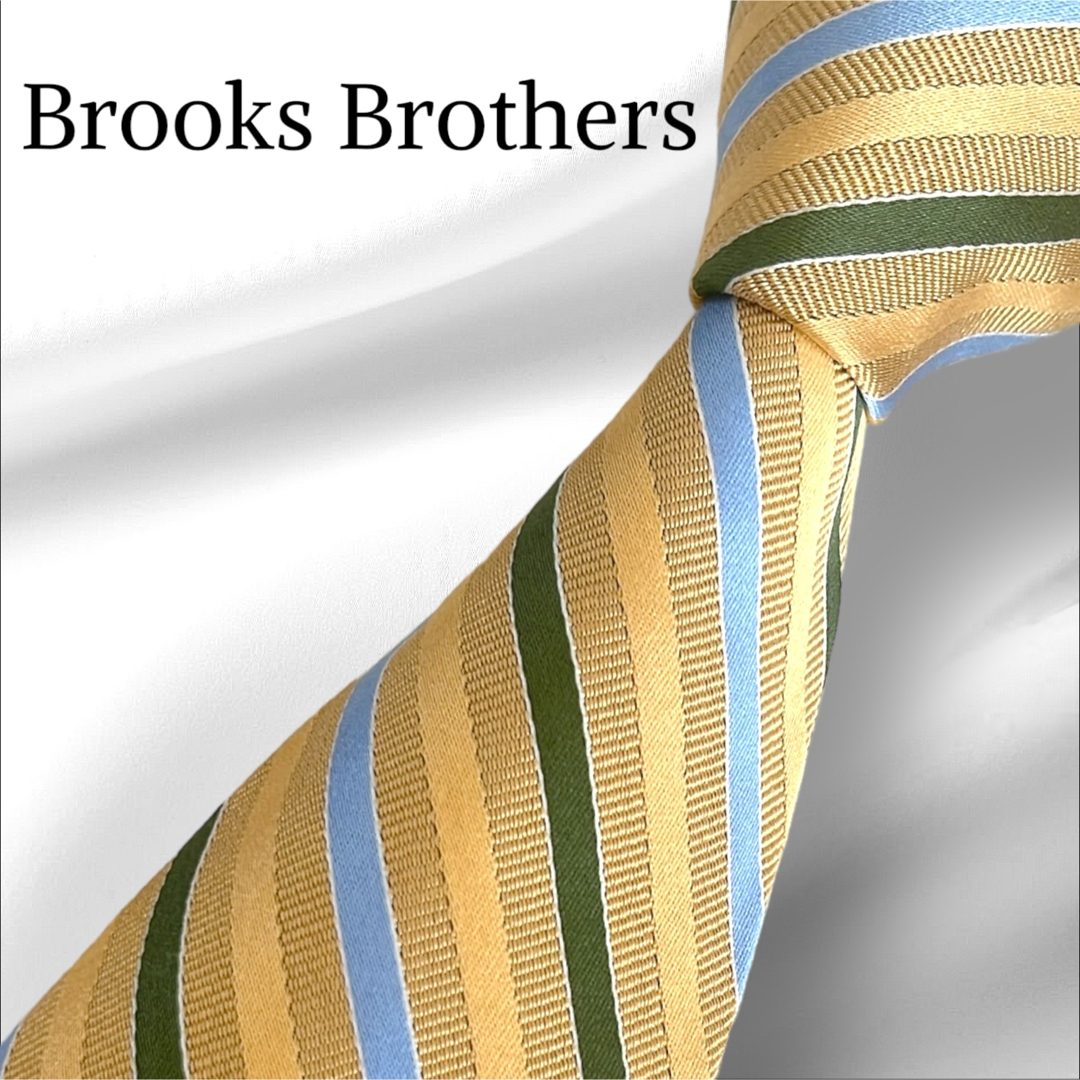 Brooks Brothers(ブルックスブラザース)の【新品】ブルックスブラザーズ ネクタイ レジメン イエロー グリーン アメリカ製 メンズのファッション小物(ネクタイ)の商品写真