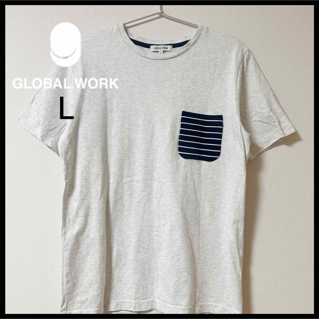 GLOBAL WORK(グローバルワーク)の【GLOBALWORK】Tシャツ ポケット ボーダー 切替 L メンズのトップス(Tシャツ/カットソー(半袖/袖なし))の商品写真