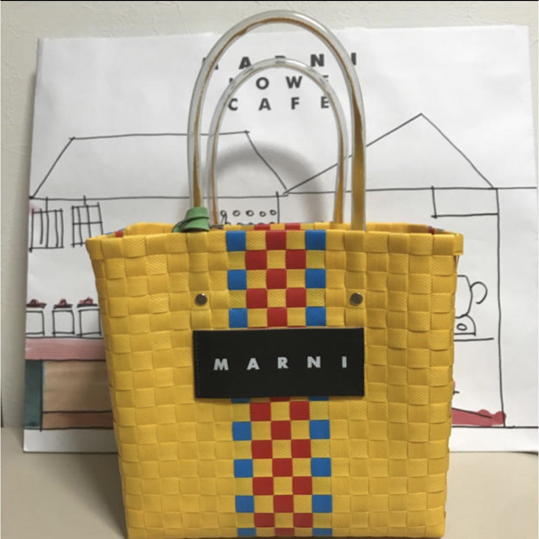 Marni(マルニ)のマルニ フラワー カフェ 限定 サニーイエロー ミニ ピクニック バッグ レディースのバッグ(かごバッグ/ストローバッグ)の商品写真