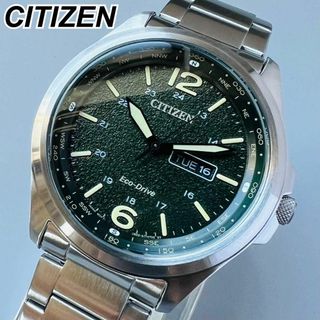 シチズン(CITIZEN)のシチズン 腕時計 エコドライブ メンズ  ブラック・グリーン系 展示品 電池不要(腕時計(アナログ))